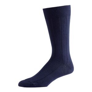 Marcoliani Men's Light Cashmere Ribbed Dress Socks - Navy Shoe Sizes 8-11